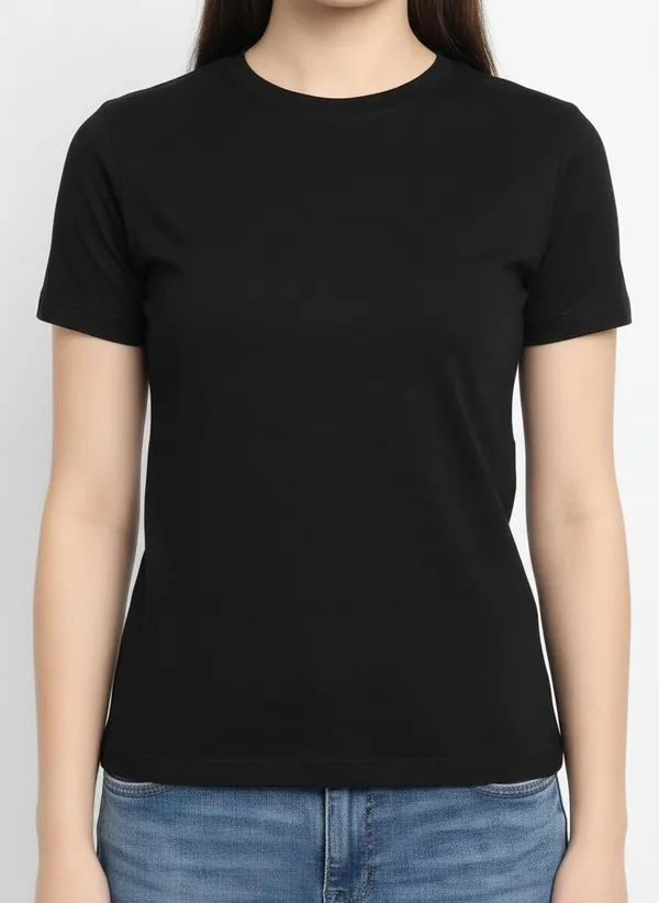 MiracleMonk_Women’s_Black_Round_Neck_Regular_T-Shirt_-_Premium_Casual_Wear