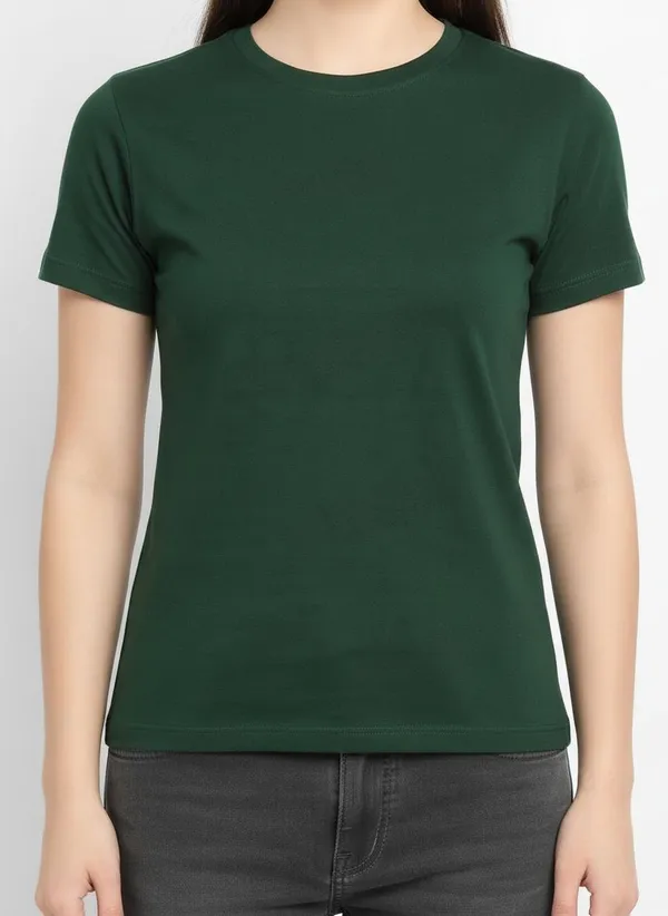 MiracleMonk_Women’s_Bottle_Green_Round_Neck_Regular_T-Shirt_-_Premium_Casual_Wear