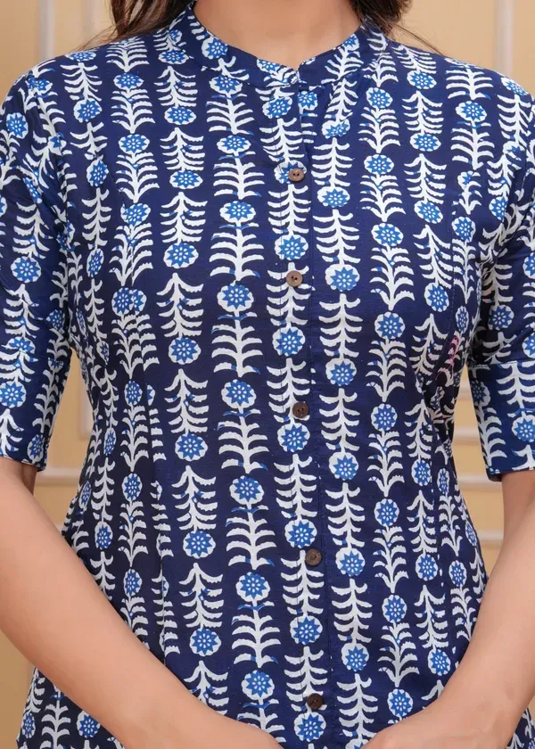 Blue_Pure_Cotton_A-Line_Kurta_&_Pant_Co-Ord_Set_For_Women_&_Girls