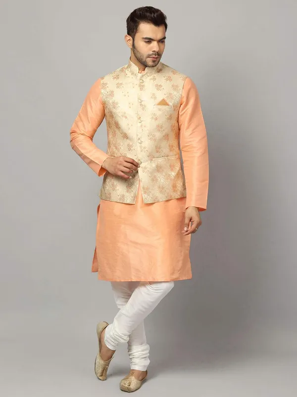 Men's_Silk_Blend_Regular_Kurta_Churidar_Pyjama_with_Bundi_Nehru_Jacket/Waistcoat