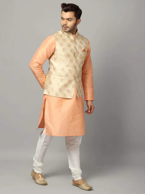 Men's_Silk_Blend_Regular_Kurta_Churidar_Pyjama_with_Bundi_Nehru_Jacket/Waistcoat