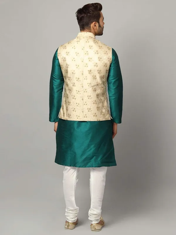 Men's_Silk_Blend_Regular_Kurta_Churidar_Pyjama_with_Bundi_Nehru_Jacket/Waistcoat