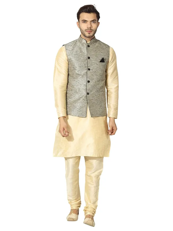 men's_Silk_Blend_Kurta_Pejama_&_Waistcot_Set