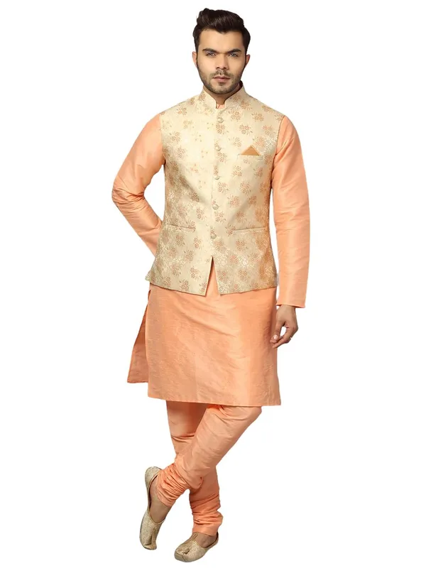 Men's_Silk_Blend_Regular_Kurta_Churidar_Pyjama_with_Bundi_Nehru_Jacket/Waistcoat