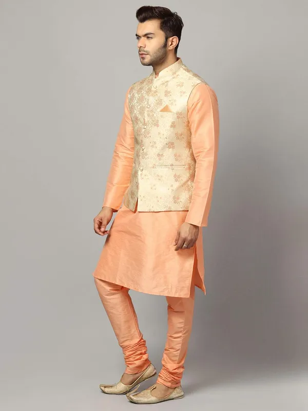 Men's_Silk_Blend_Regular_Kurta_Churidar_Pyjama_with_Bundi_Nehru_Jacket/Waistcoat