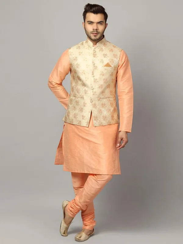 Men's_Silk_Blend_Regular_Kurta_Churidar_Pyjama_with_Bundi_Nehru_Jacket/Waistcoat
