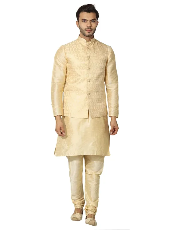 men's_Silk_Blend_Kurta_Pejama_&_Waistcot_Set