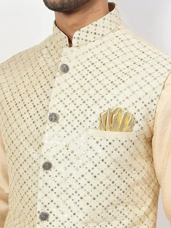 Men's_Silk_Blend_Kurta_Pajama_with_Designer_Ethnic_Nehru_Jacket/Modi_Jacket