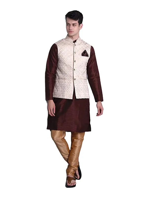 Men's_Silk_Blend_Kurta_Pajama_with_Designer_Ethnic_Nehru_Jacket/Modi_Jacket