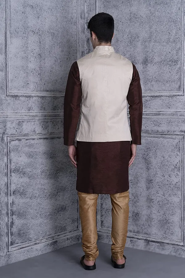 Men's_Silk_Blend_Kurta_Pajama_with_Designer_Ethnic_Nehru_Jacket/Modi_Jacket
