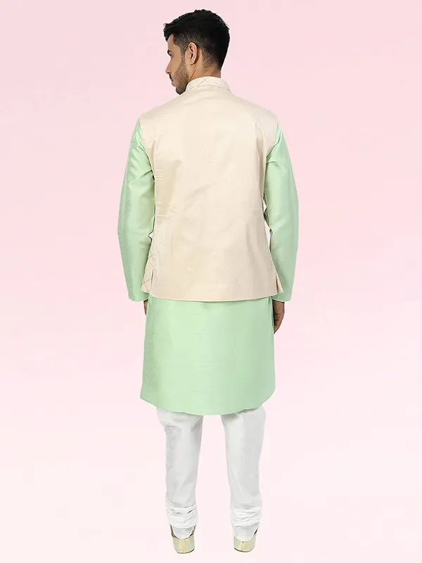 Men's_Silk_Blend_Kurta_Pajama_with_Designer_Ethnic_Nehru_Jacket/Modi_Jacket