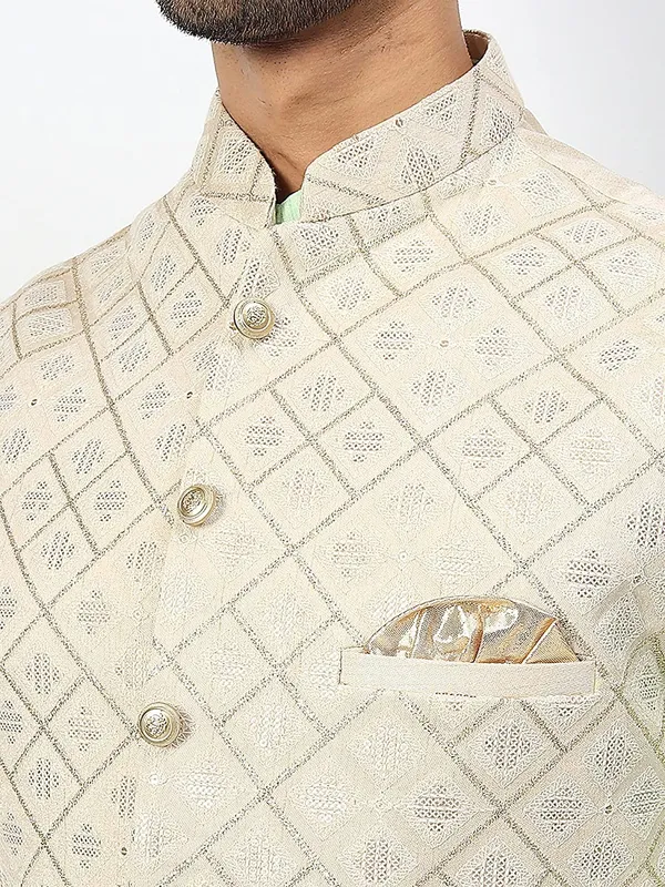 Men's_Silk_Blend_Kurta_Pajama_with_Designer_Ethnic_Nehru_Jacket/Modi_Jacket