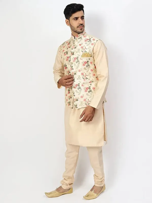 Men's_Silk_Blend_Kurta_Pajama_with_Designer_Ethnic_Nehru_Jacket/Modi_Jacket