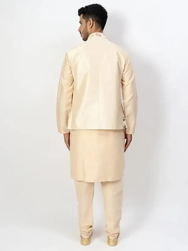 Men's_Silk_Blend_Kurta_Pajama_with_Designer_Ethnic_Nehru_Jacket/Modi_Jacket