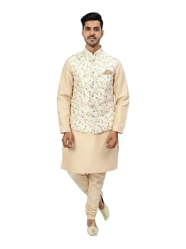 Men's_Silk_Blend_Kurta_Pajama_with_Designer_Ethnic_Nehru_Jacket/Modi_Jacket