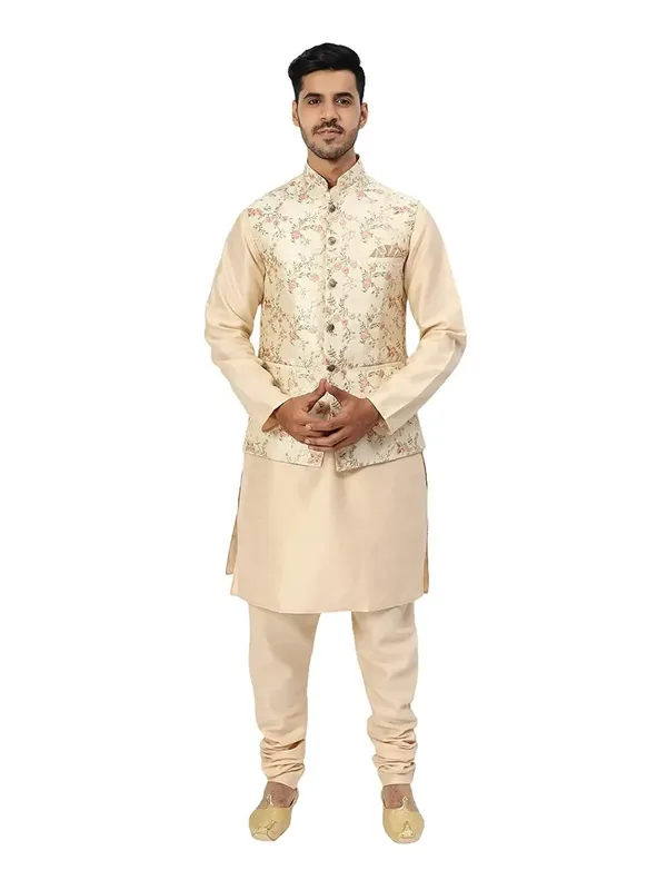 Men's_Silk_Blend_Kurta_Pajama_with_Designer_Ethnic_Nehru_Jacket/Modi_Jacket