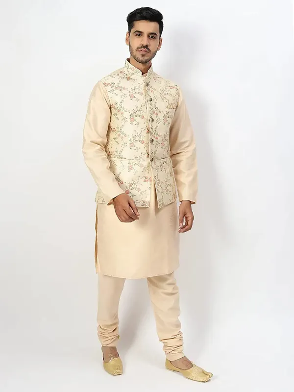 Men's_Silk_Blend_Kurta_Pajama_with_Designer_Ethnic_Nehru_Jacket/Modi_Jacket
