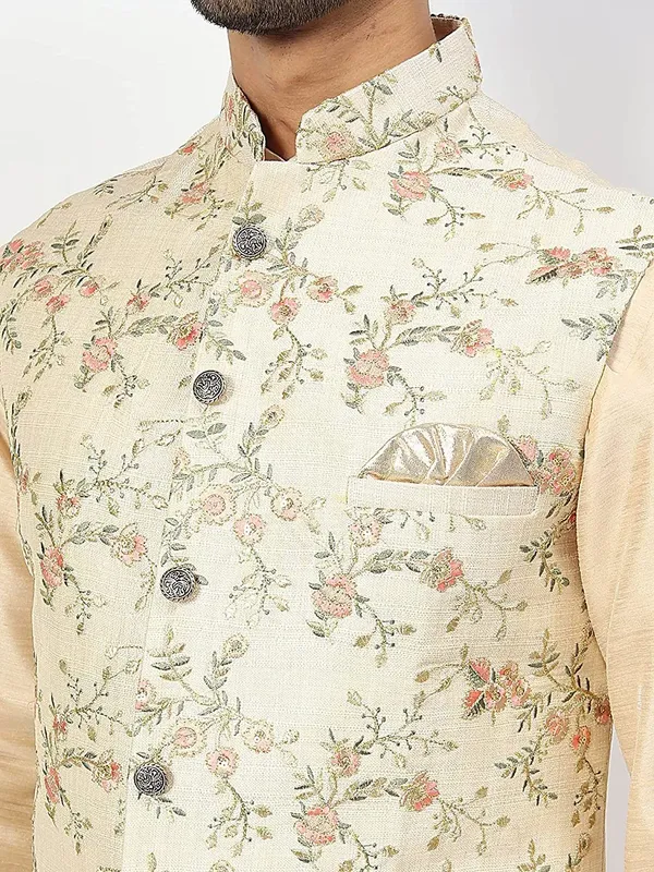 Men's_Silk_Blend_Kurta_Pajama_with_Designer_Ethnic_Nehru_Jacket/Modi_Jacket