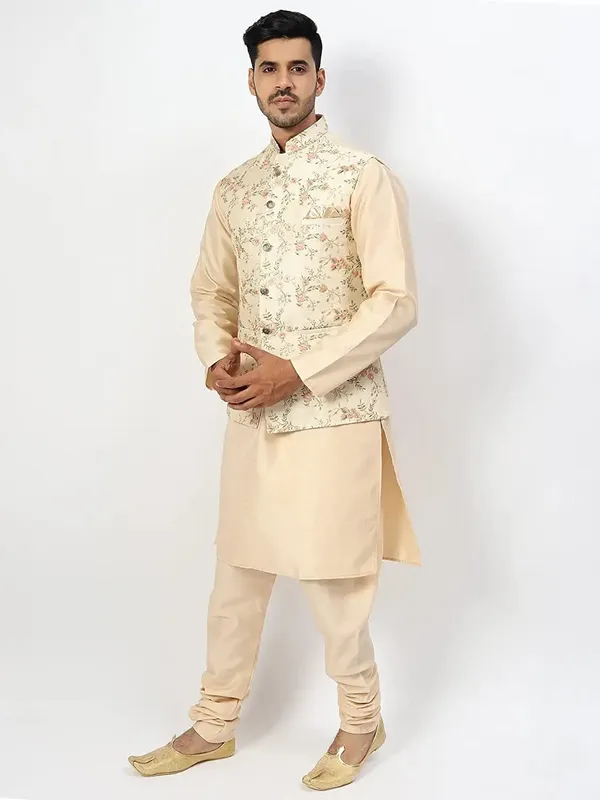 Men's_Silk_Blend_Kurta_Pajama_with_Designer_Ethnic_Nehru_Jacket/Modi_Jacket