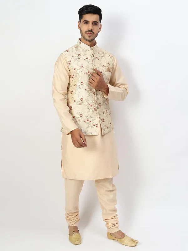 Men's_Silk_Blend_Kurta_Pajama_with_Designer_Ethnic_Nehru_Jacket/Modi_Jacket