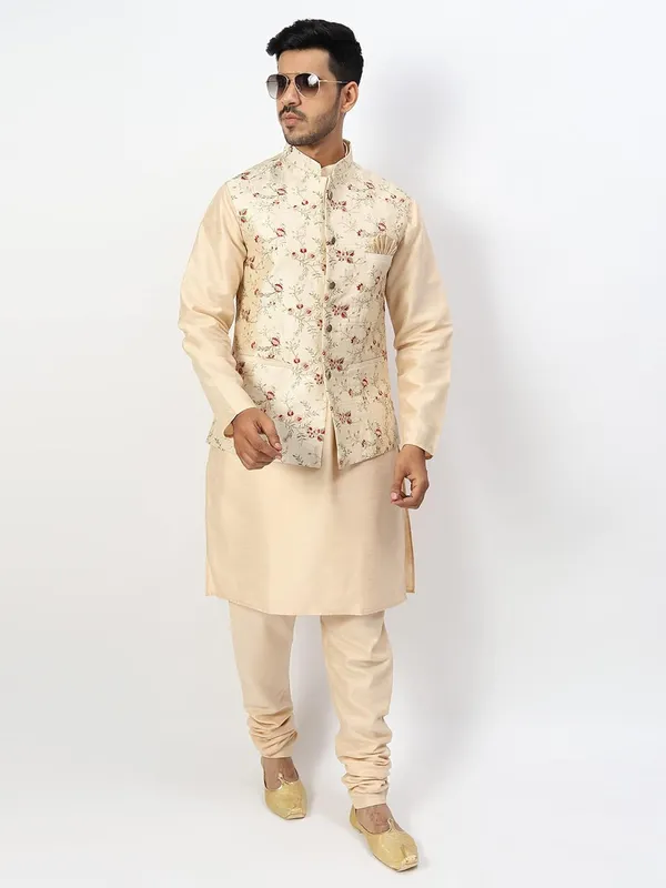 Men's_Silk_Blend_Kurta_Pajama_with_Designer_Ethnic_Nehru_Jacket/Modi_Jacket