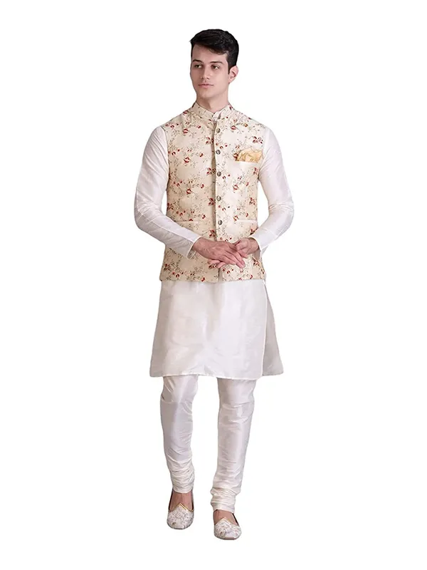 Men's_Silk_Blend_Kurta_Pajama_with_Designer_Ethnic_Nehru_Jacket/Modi_Jacket