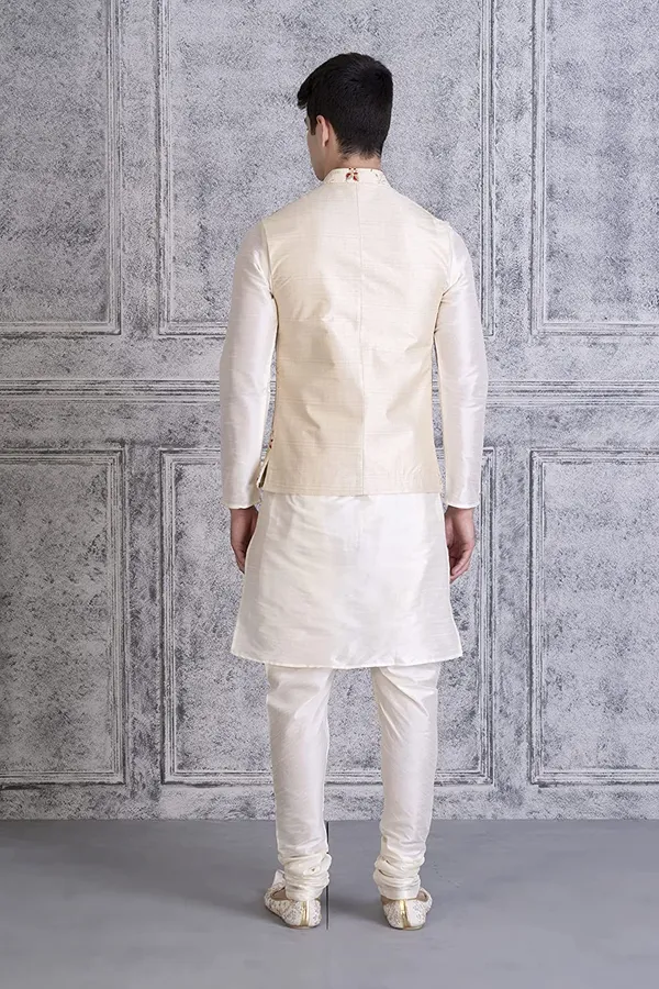 Men's_Silk_Blend_Kurta_Pajama_with_Designer_Ethnic_Nehru_Jacket/Modi_Jacket