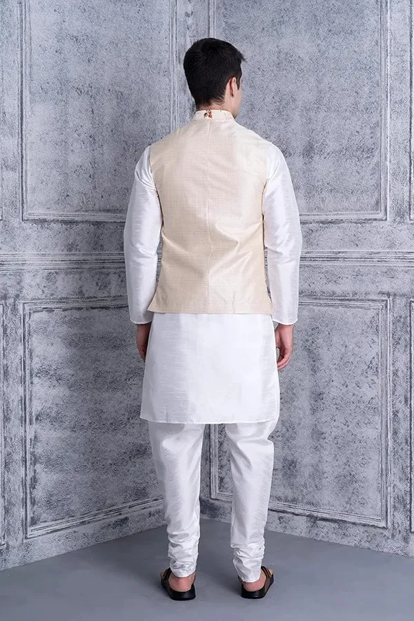 Men's_Silk_Blend_Kurta_Pajama_with_Designer_Ethnic_Nehru_Jacket/Modi_Jacket