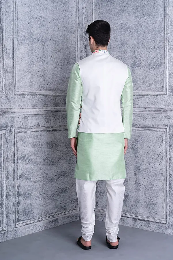 Men's_Silk_Blend_Kurta_Pajama_with_Designer_Ethnic_Nehru_Jacket/Modi_Jacket