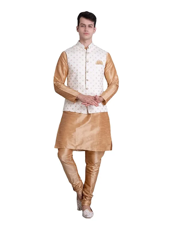 Men's_Silk_Blend_Kurta_Pajama_with_Designer_Ethnic_Nehru_Jacket/Modi_Jacket