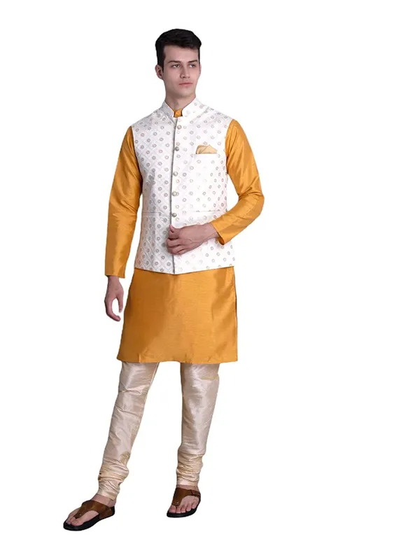 Men's_Silk_Blend_Kurta_Pajama_with_Designer_Ethnic_Nehru_Jacket/Modi_Jacket