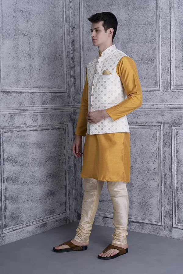 Men's_Silk_Blend_Kurta_Pajama_with_Designer_Ethnic_Nehru_Jacket/Modi_Jacket