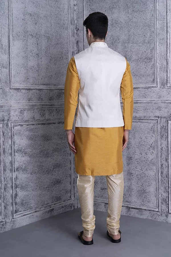 Men's_Silk_Blend_Kurta_Pajama_with_Designer_Ethnic_Nehru_Jacket/Modi_Jacket