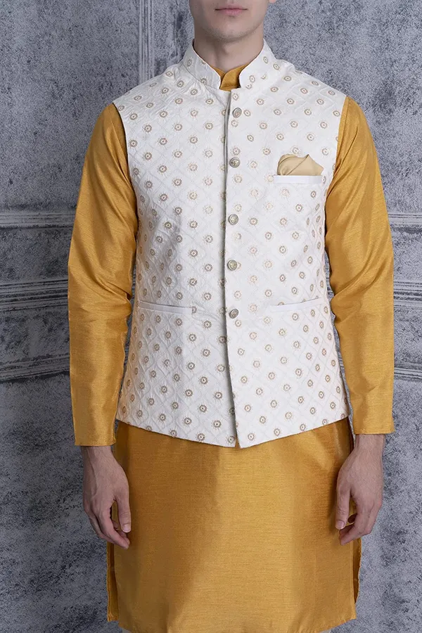 Men's_Silk_Blend_Kurta_Pajama_with_Designer_Ethnic_Nehru_Jacket/Modi_Jacket