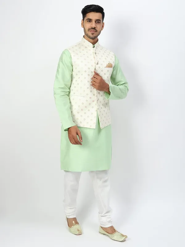 Men's_Silk_Blend_Kurta_Pajama_with_Designer_Ethnic_Nehru_Jacket/Modi_Jacket