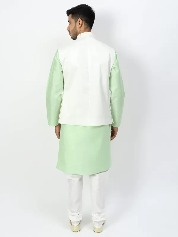 Men's_Silk_Blend_Kurta_Pajama_with_Designer_Ethnic_Nehru_Jacket/Modi_Jacket