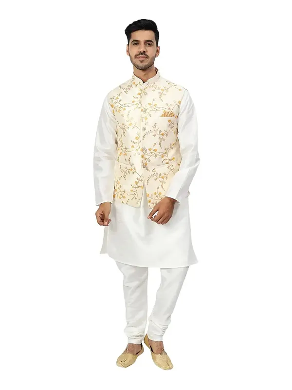 Men's_Silk_Blend_Kurta_Pajama_with_Designer_Ethnic_Nehru_Jacket/Modi_Jacket