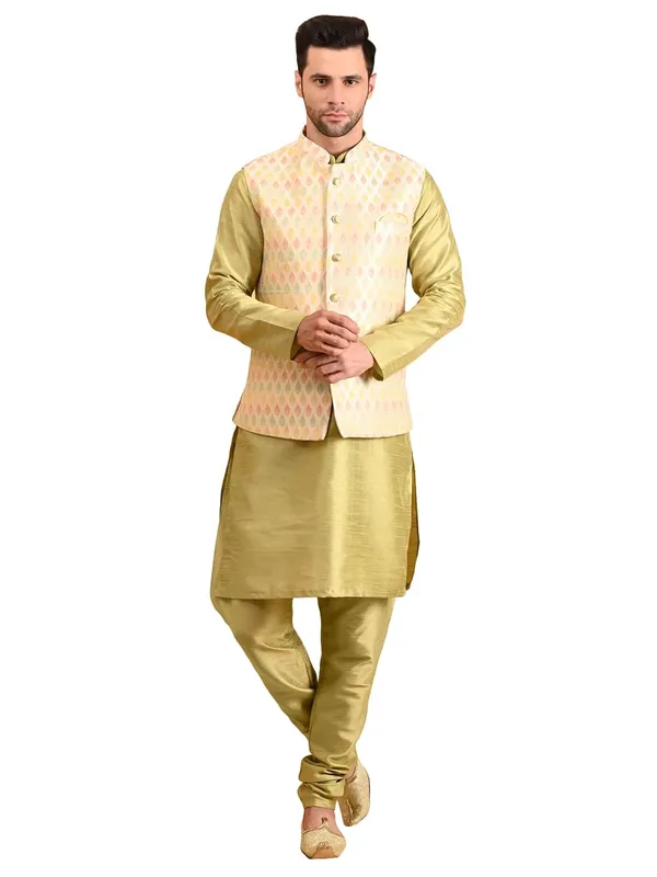 Men's_Silk_Blend_Kurta_Pajama_with_Nehru_Jacket/Modi_Jacket