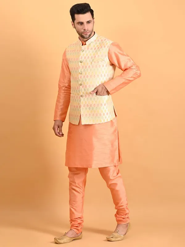 Men's_Silk_Blend_Kurta_Pajama_with_Nehru_Jacket/Modi_Jacket