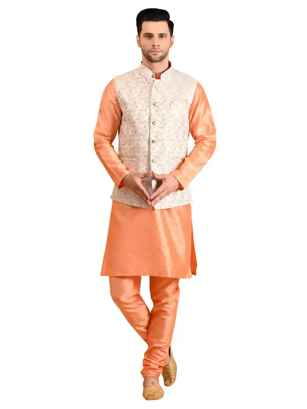 Men's_Silk_Blend_Kurta_Pajama_with_Nehru_Jacket/Modi_Jacket
