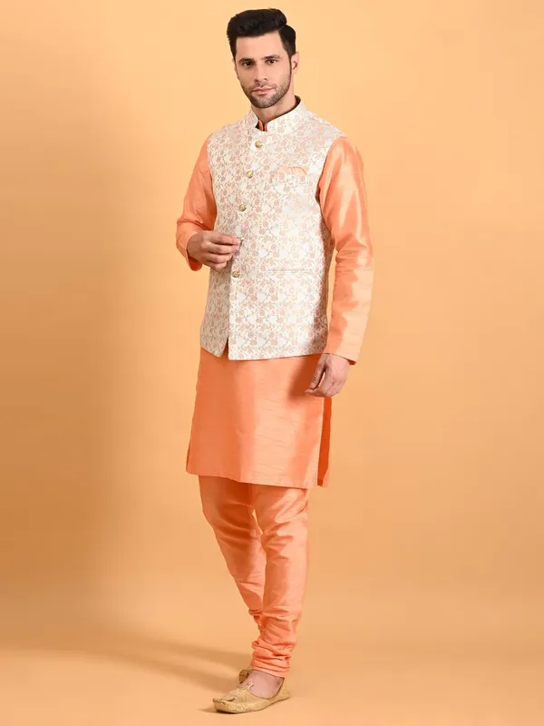 Men's_Silk_Blend_Kurta_Pajama_with_Nehru_Jacket/Modi_Jacket