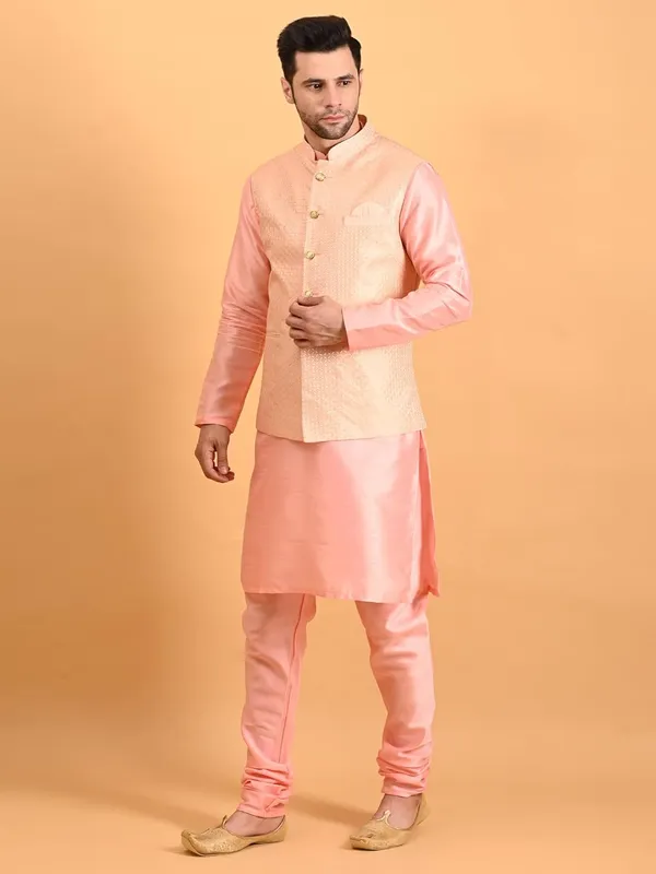 Men's_Silk_Blend_Kurta_Pajama_with_Nehru_Jacket/Modi_Jacket