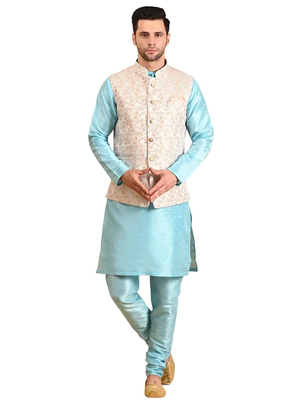 Men's_Silk_Blend_Kurta_Pajama_with_Nehru_Jacket/Modi_Jacket