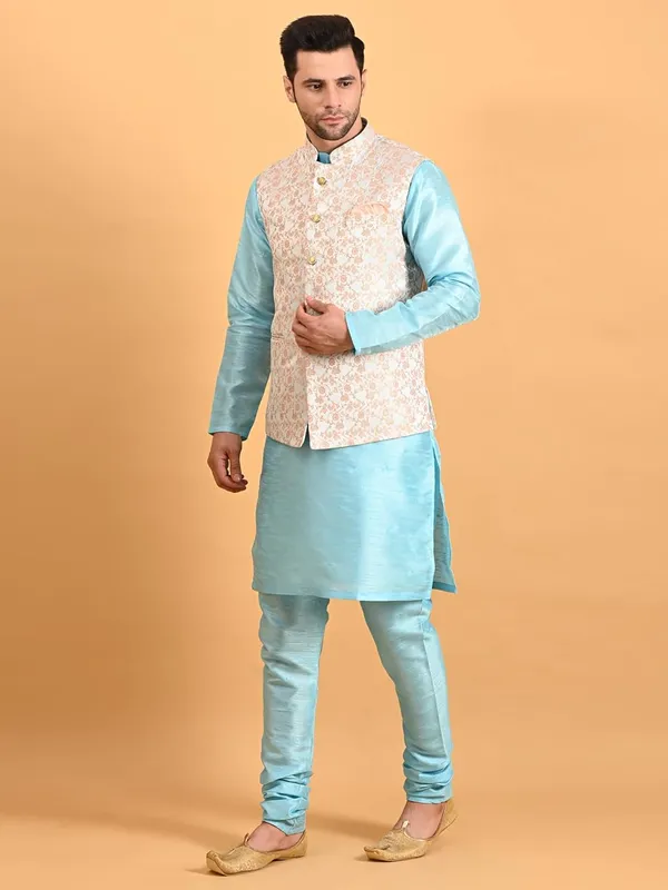 Men's_Silk_Blend_Kurta_Pajama_with_Nehru_Jacket/Modi_Jacket