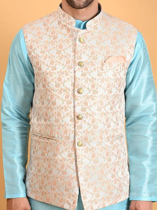 Men's_Silk_Blend_Kurta_Pajama_with_Nehru_Jacket/Modi_Jacket