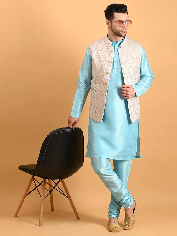 Men's_Silk_Blend_Kurta_Pajama_with_Nehru_Jacket/Modi_Jacket