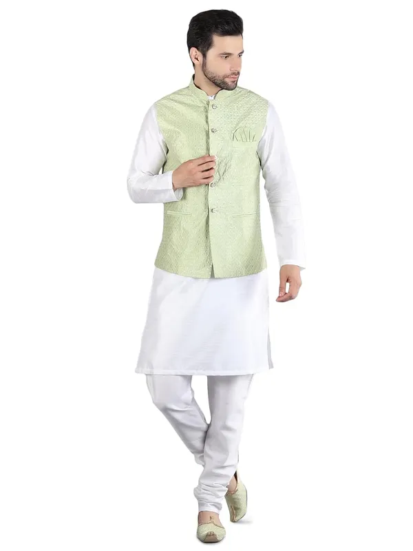 Men's_Silk_Blend_Kurta_Pajama_with_Nehru_Jacket/Modi_Jacket