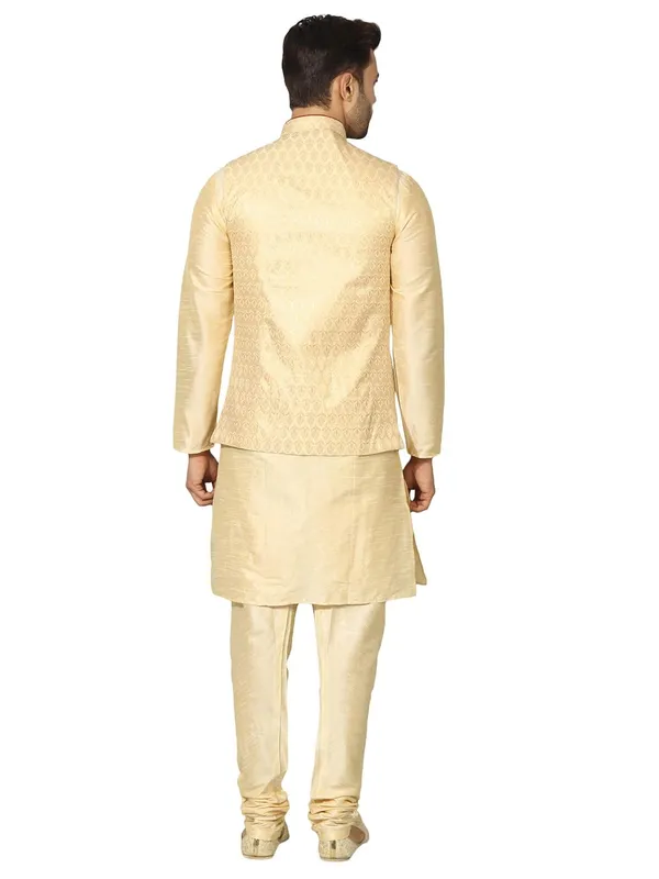men's_Silk_Blend_Kurta_Pejama_&_Waistcot_Set