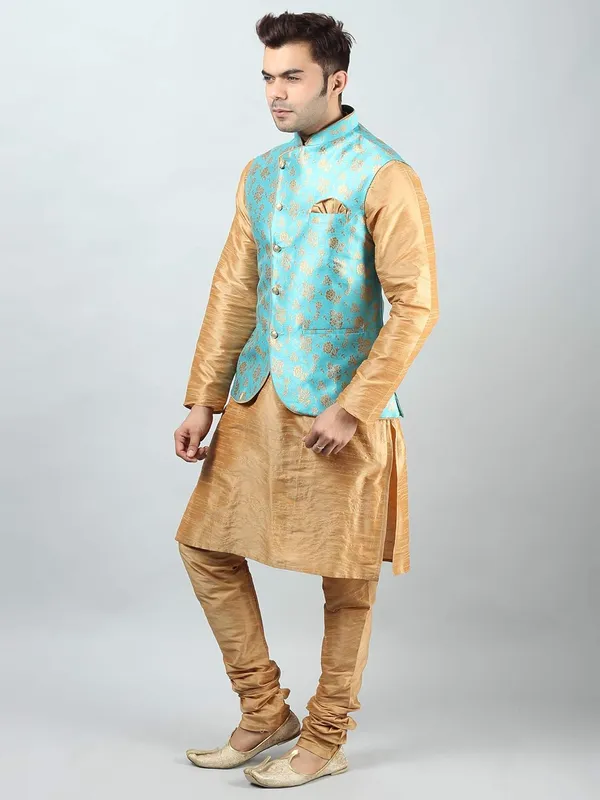 Men's_Silk_Blend_Regular_Kurta_Churidar_Pyjama_with_Bundi_Nehru_Jacket/Waistcoat