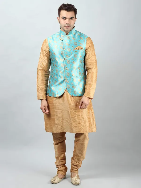 Men's_Silk_Blend_Regular_Kurta_Churidar_Pyjama_with_Bundi_Nehru_Jacket/Waistcoat